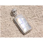 N15 - Pendentif Argent 925 et Pierre - Pierre de Lune Rectangle 25x13mm 