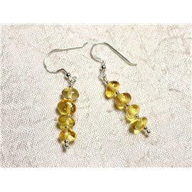 925 silver earrings and natural amber honey rondelles 6-7mm 