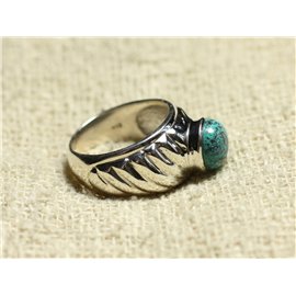 N121 - Bague Argent 925 et Pierre - Azurite Rond 9mm 