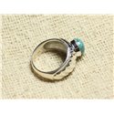 N121 - Bague Argent 925 et Pierre - Azurite Rond 9mm 