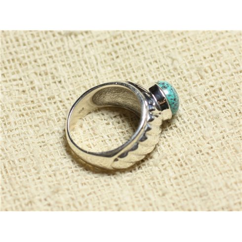 N121 - Bague Argent 925 et Pierre - Azurite Rond 9mm 