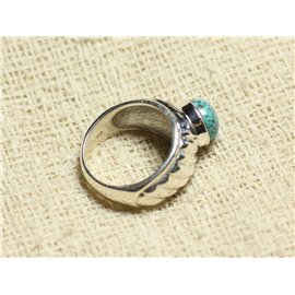 N121 - Bague Argent 925 et Pierre - Azurite Rond 9mm 