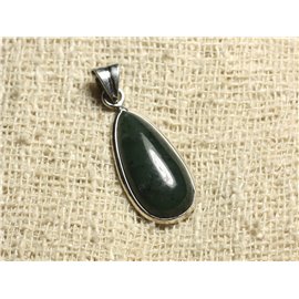 Colgante de Plata 925 y Piedra - Jade Nephrite Canada Drop 25mm 