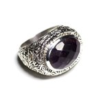 n114 - Bague Argent 925 et Pierre - Améthyste Ovale facetté 16x12mm 