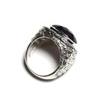 n114 - Bague Argent 925 et Pierre - Améthyste Ovale facetté 16x12mm 