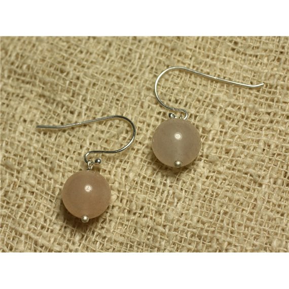 Boucles d'Oreilles Argent 925 et Aventurine Rose 10mm 