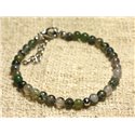 Bracelet Argent 925 et Pierre semi précieuse Agate Mousse 4mm 