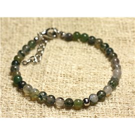 Bracelet Silver 925 and semi-precious stone Agate Mousse 4mm 