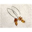 Boucles d'oreilles argent 925 et Ambre naturelle 8-10mm 