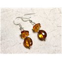 Boucles d'oreilles argent 925 et Ambre naturelle 8-10mm 