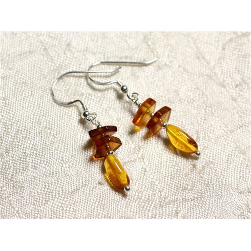 Boucles d'oreilles argent 925 et Ambre naturelle 8-10mm 