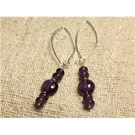 Pendientes de plata 925 Ganchos de 40 mm - Paletas de amatista 10 mm 