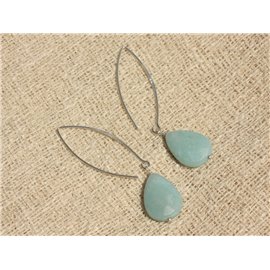 Boucles d'Oreilles Argent 925 - Amazonite Gouttes 18x13mm 