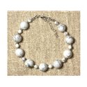 Bracelet Pierre semi précieuse Howlite 10 et 4mm et Perles d'Argent 