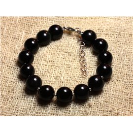 Bracelet 925 Silver and Stone - Rainbow Obsidian 10mm 