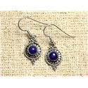 BO210 - Boucles d'Oreilles Argent 925 Cercles 19mm Lapis Lazuli 