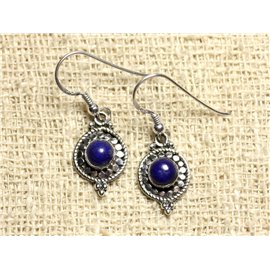 BO210 - 925 Sterling Silber Kreise 19mm Lapislazuli Ohrringe 