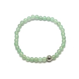4mm green Aventurine semi precious stone and silver pearl bracelet 