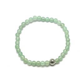 Bracciale in pietra semipreziosa avventurina verde da 4 mm e perle d'argento 