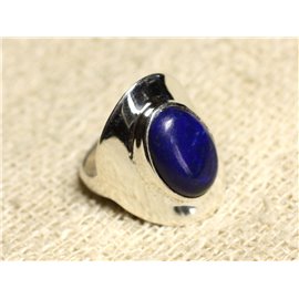 N124 - Bague Argent 925 et Pierre - Lapis Lazuli Ovale 14x10mm 