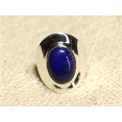 N124 - Bague Argent 925 et Pierre - Lapis Lazuli Ovale 14x10mm