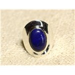 N124 - Bague Argent 925 et Pierre - Lapis Lazuli Ovale 14x10mm 