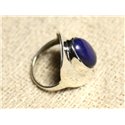 N124 - Bague Argent 925 et Pierre - Lapis Lazuli Ovale 14x10mm 