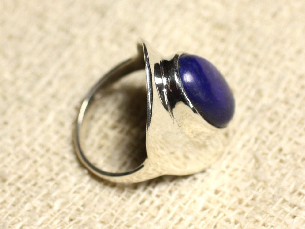 N124 - Bague Argent 925 et Pierre - Lapis Lazuli Ovale 14x10mm 