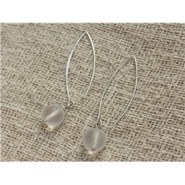 Pendientes de plata de ley 925 de 40 mm - Cristal de cuarzo de 10 mm 