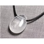 Collier Pendentif Pierre semi précieuse - Cristal de Roche Quartz Goutte 25mm 