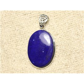 N34 - Pendant Silver 925 and Stone - Lapis Lazuli Oval 32x23mm 