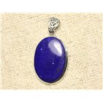 N34 - Pendentif Argent 925 et Pierre - Lapis Lazuli Ovale 32x23mm 