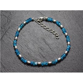 Bracelet Silver 925 and Stone - Apatite Faceted Rondelles 3mm 