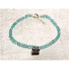 Bracelet Argent 925 et Pierre - Apatite Rondelles Facettées 3mm 