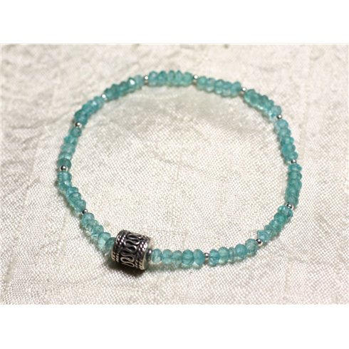 Bracelet Argent 925 et Pierre - Apatite Rondelles Facettées 3mm