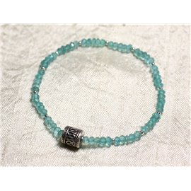 Bracelet Argent 925 et Pierre - Apatite Rondelles Facettées 3mm  Bracelet Argent 925 et Pierre - Apatite Rondelles Facettées 3mm