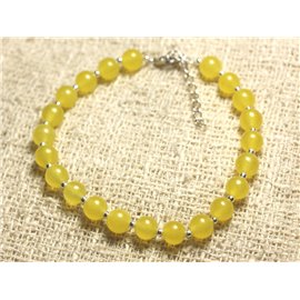 Bracelet 925 Silver and Stone - Yellow Jade 6mm 