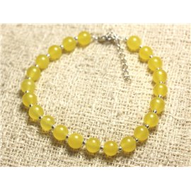 Pulsera Plata 925 y Piedra - Jade Amarillo 6mm 