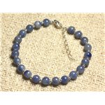 Bracelet Argent 925 et Pierre - Jaspe Bleue 6mm