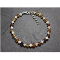 Bracelet Argent 925 et Pierres - Opale et Grenat Hessonite Rondelles 3-5mm 