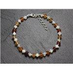 Bracelet Argent 925 et Pierres - Opale et Grenat Hessonite Rondelles 3-5mm 