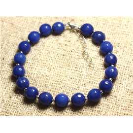 Bracciale in Argento 925 e Pietra - Giada Blu Sfaccettata 8mm 