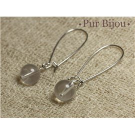 Semi Precious Stone Earrings - Rock Crystal Quartz10m