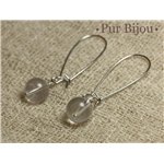 Boucles d'Oreilles Pierre semi précieuse - Cristal de Roche Quartz10m