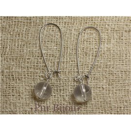 Boucles d'Oreilles Pierre semi précieuse - Cristal de Roche Quartz10m