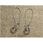 Boucles d'Oreilles Pierre semi précieuse - Cristal de Roche Quartz10m