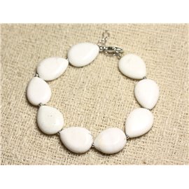 Pulsera Plata 925 y Piedra - Gotas de Magnesita 18mm 