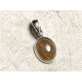 N14 - Pendant Sterling Silver 925 and Stone - Tourmaline Oval 11mm 