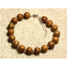 Bracelet 925 Silver and semi precious stone - 8mm Wood Jasper