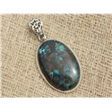 n1 - Pendentif Argent 925 et Pierre - Azurite Ovale 32x20mm 